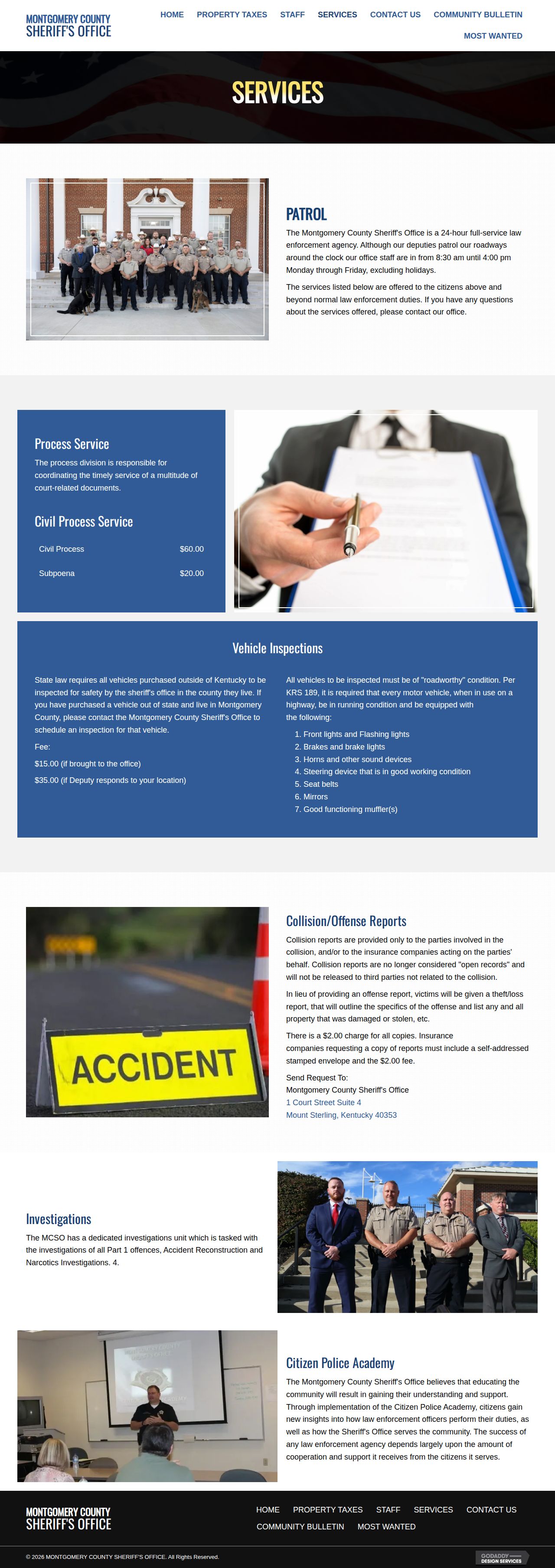 Montgomery County Sheriff services and record-specific copy information