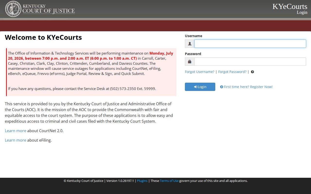 Montgomery County released inmate CourtNet access screen